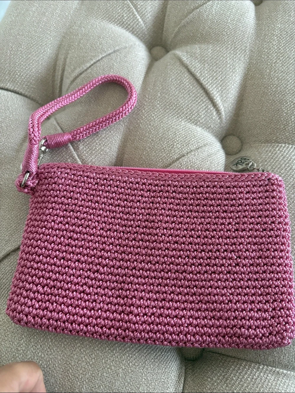The Sak Pink Woven Wristlet Clutch